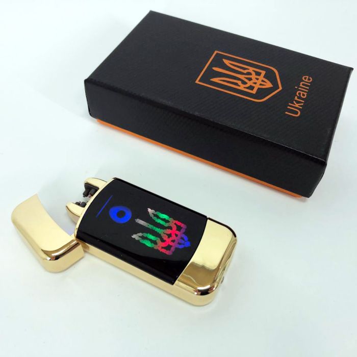 Дуговая электроимпульсная зажигалка с USB-зарядкой Украина LIGHTER HL-439. Цвет: золотой