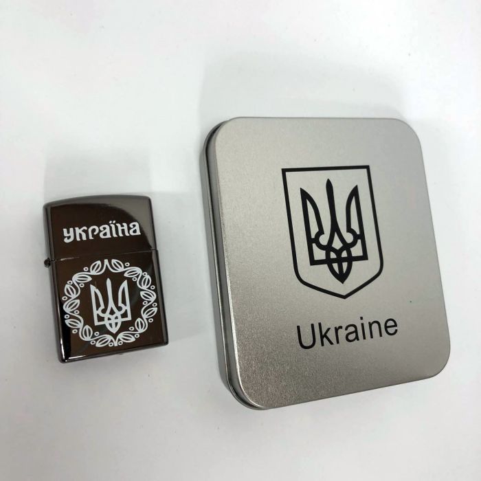 Дуговая электроимпульсная USB зажигалка Украина металлическая коробка HL-447. Цвет: черный