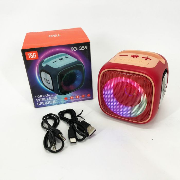 Портативная Bluetooth колонка TG359 7W с RGB подсветкой, Громкая блютуз колонка. Цвет: красный