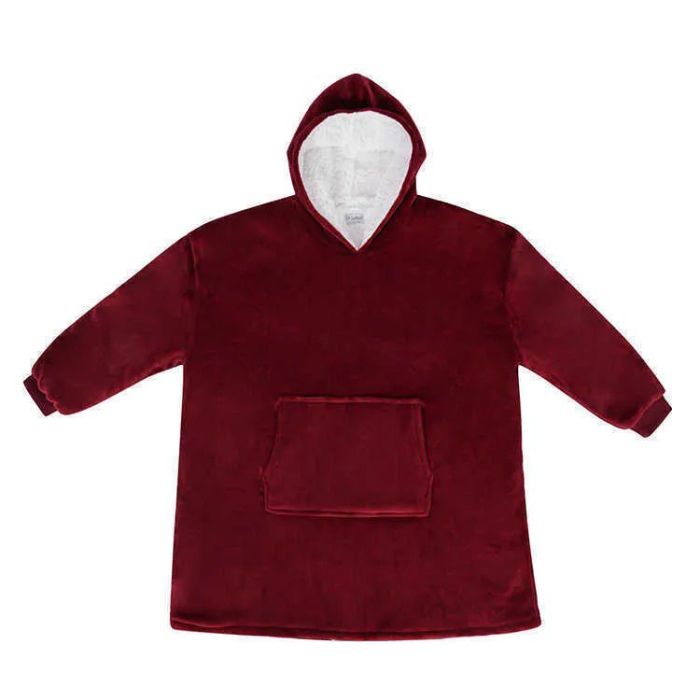 Плед толстовка с капюшоном и рукавами Huggle Hoodie оверсайз. Цвет: красный