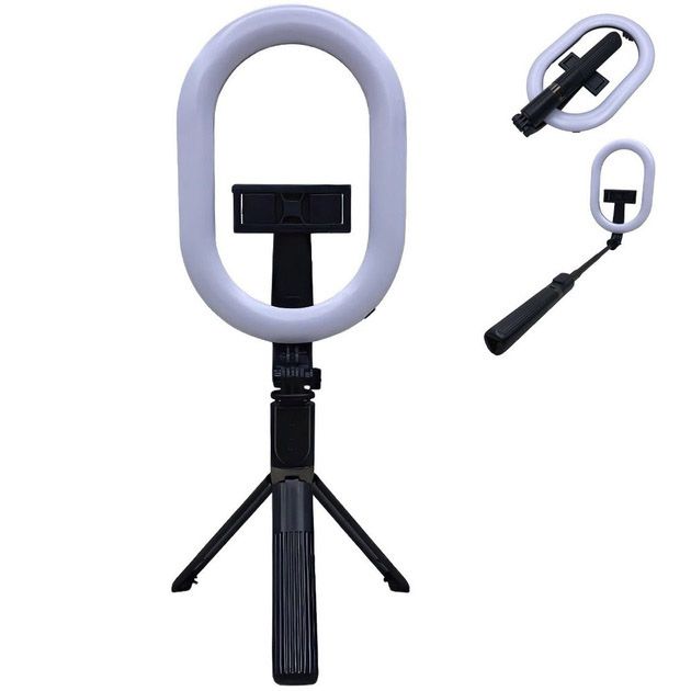 Монопод-штатив для селфи с кольцевой LED лампой Selfie Stick A8 телескопический с пультом и Bluetooth