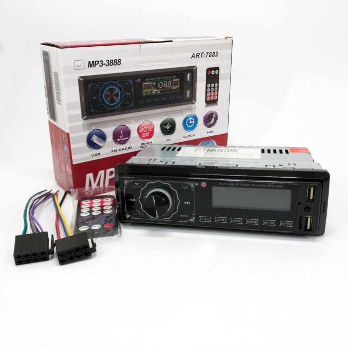 Автомагнитола MP3 3888 ISO 1DIN FM тюнер 4х50W сенсорный дисплей черный, Блютуз bluetooth магнитола