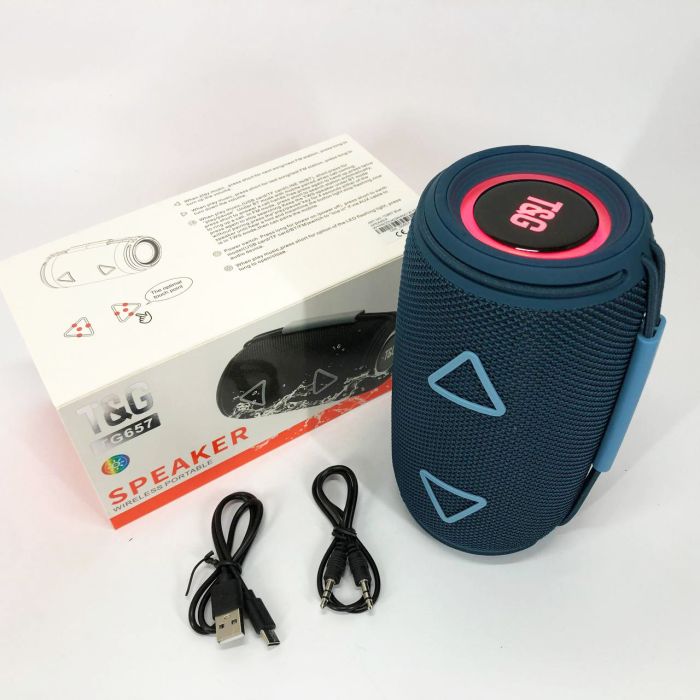 Bluetooth-колонка TG657 с RGB подсветкой 1500 mAh, музыкальные колонки для улицы. Цвет: синий