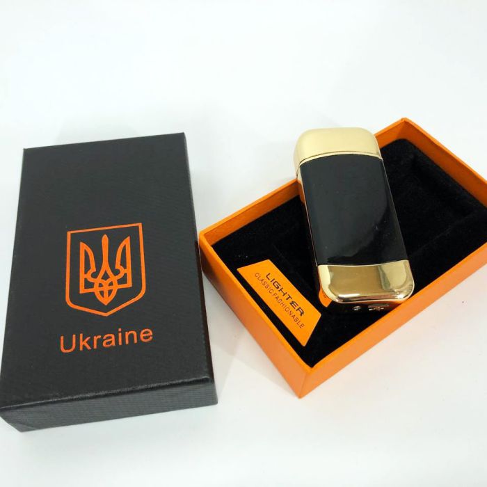 Дуговая электроимпульсная зажигалка с USB-зарядкой Украина LIGHTER HL-439. Цвет: золотой