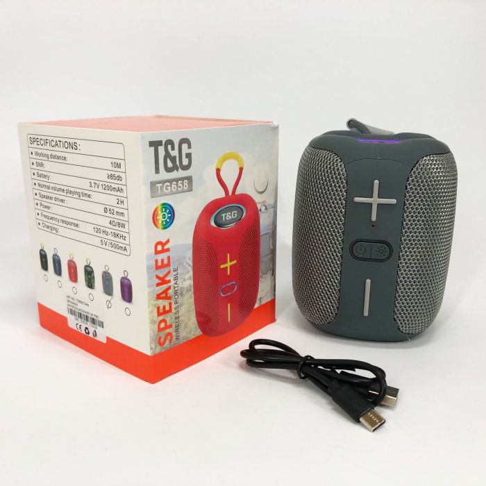 Портативная Bluetooth колонка TG658 8W с RGB подсветкой, Музыкальные колонки для улицы. Цвет: серый