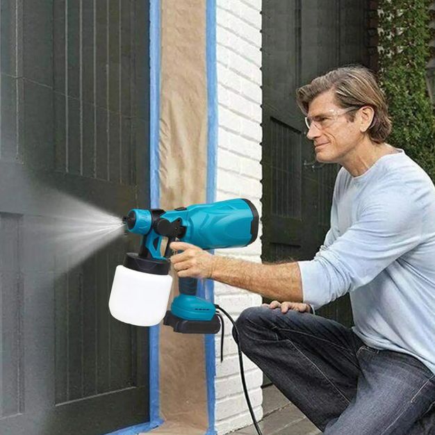 Краскопульт аккумуляторный Krafftec 48V/2Ah, 600 W, 800 мл, краскораспылитель портативный, 2 аккумулятора