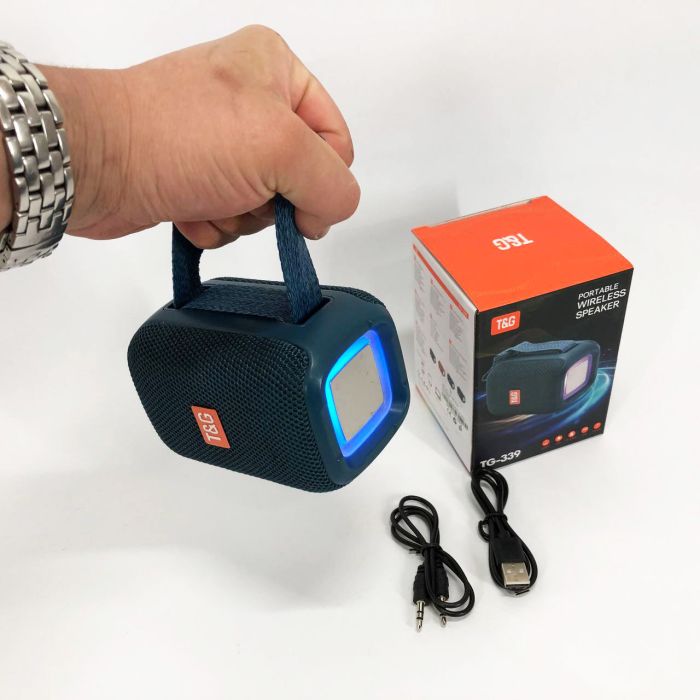 Портативная Bluetooth колонка TG339 5W с RGB подсветкой, Блютуз колонка для улицы. Цвет: синий