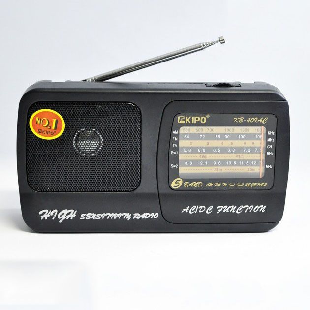 Радиоприёмник Kipo KB-409AC мощный радио FM c usb питание от батарейки R20 или от сети Черный
