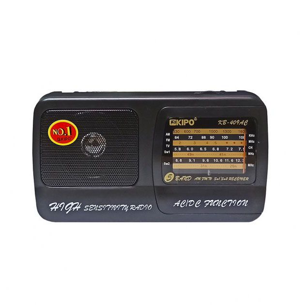 Радиоприёмник Kipo KB-409AC мощный радио FM c usb питание от батарейки R20 или от сети Черный