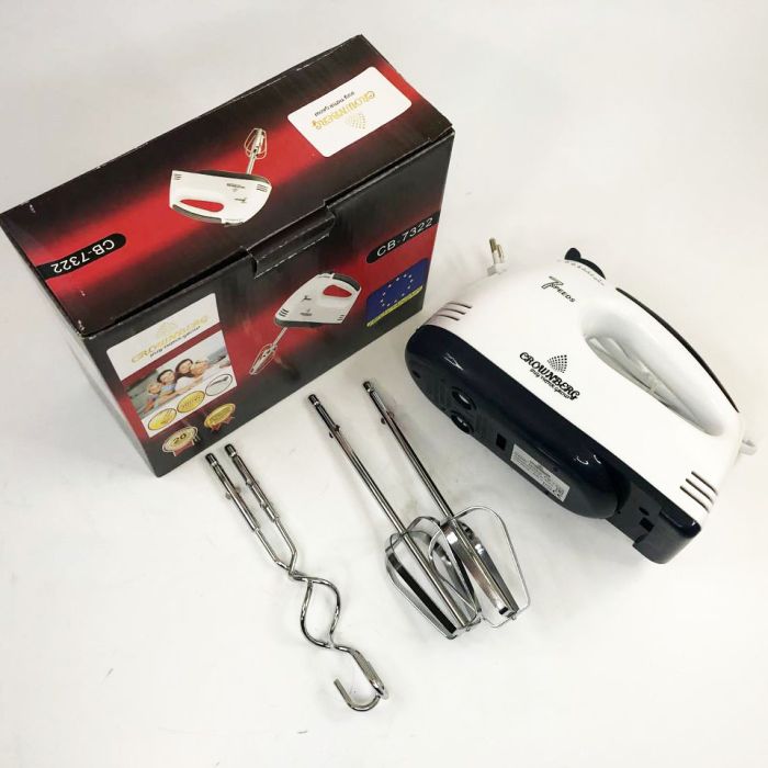 Миксер Crownberg CB-7322 с венчиками и крюками для теста 300 Вт, ручной миксер для кухни, кухонный миксер