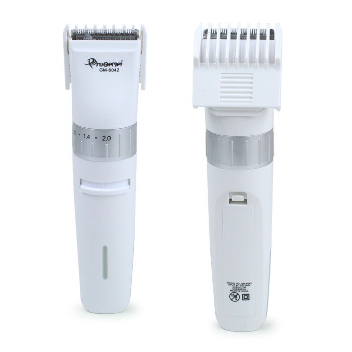 Аккумуляторная машинка для стрижки волос Gemei GM-6042, подстригательная машинка. Цвет: белый