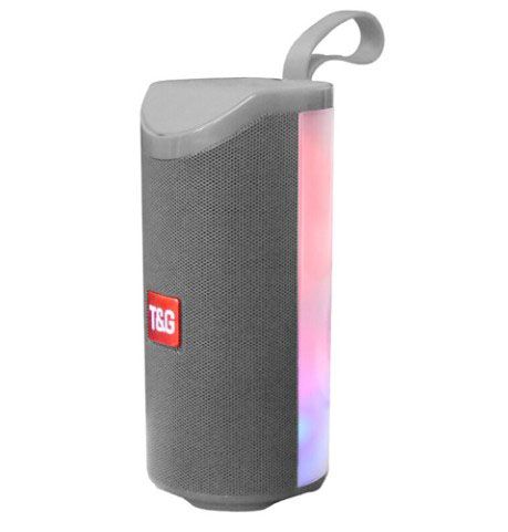 Портативная Bluetooth колонка TG-169 с разноцветной подсветкой FM-радио 5Wx2. Цвет: серый