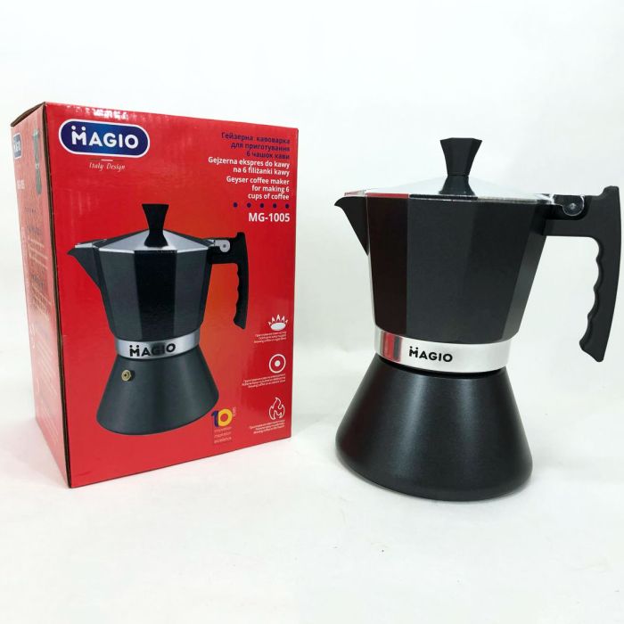 Гейзерная кофеварка Magio MG-1005 300 мл, гейзерная кофеварка для плиты, кофеварка гейзерного типа, кофейник