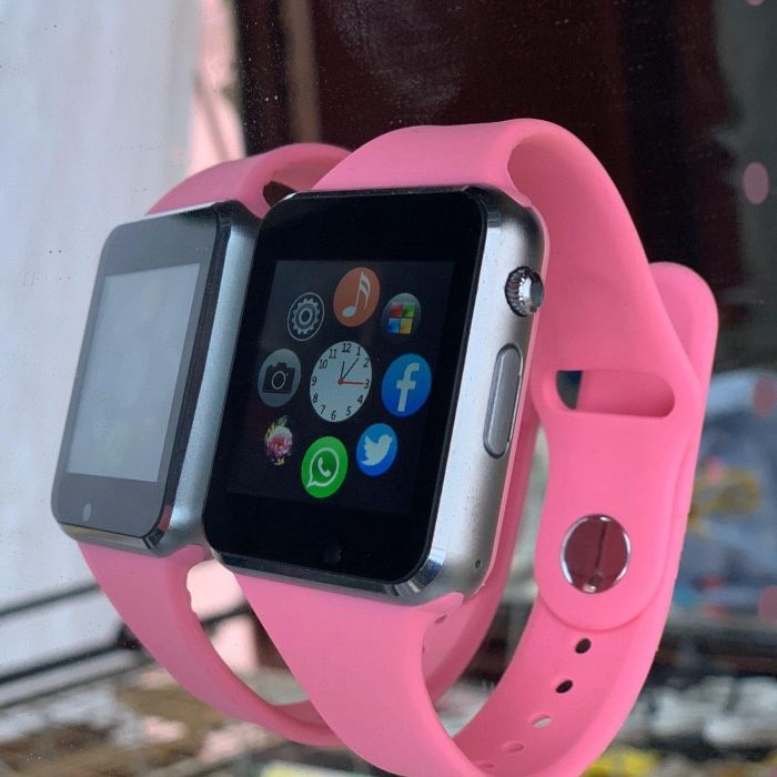 Смарт-часы Smart Watch A1 умные электронные со слотом под sim-карту + карту памяти micro-sd. Цвет: розовый