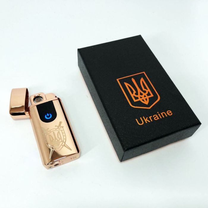 Электрическая и газовая зажигалка Украина с USB-зарядкой HL-431, Юсб зажигалка. Цвет: золотой