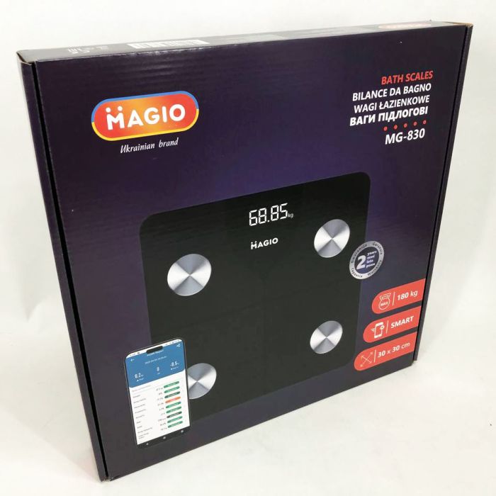 Напольные смарт-весы MAGIO MG-830 180кг, Весы для взвешивания людей, Весы бытовые напольные