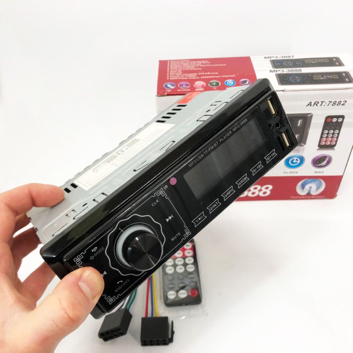 Автомагнитола MP3 3888 ISO 1DIN FM тюнер 4х50W сенсорный дисплей черный, Блютуз bluetooth магнитола