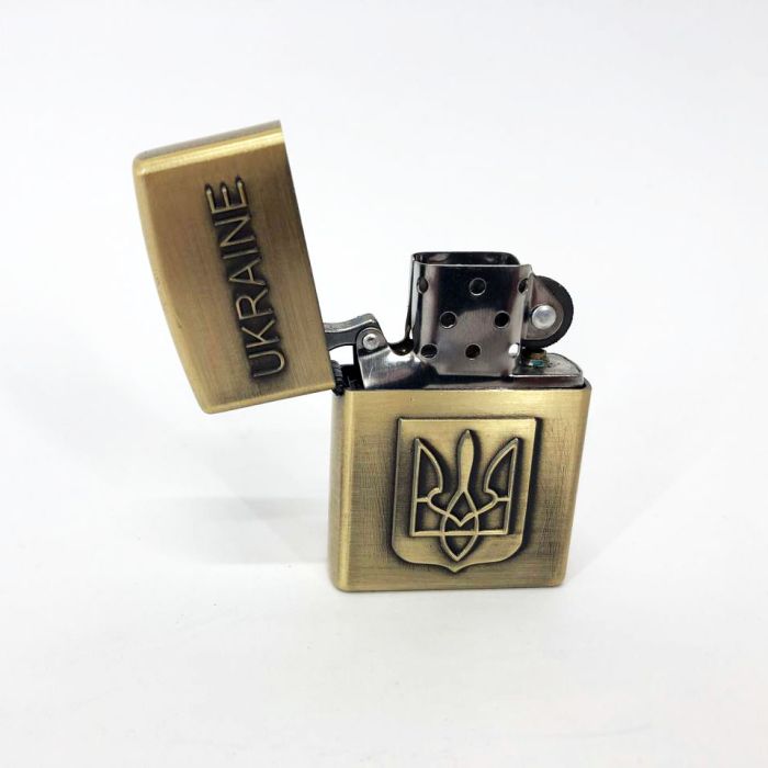 Зажигалка бензиновая герб Украины 4410, зажигалка в подарок, сувенирные зажигалки,. Цвет: золотой