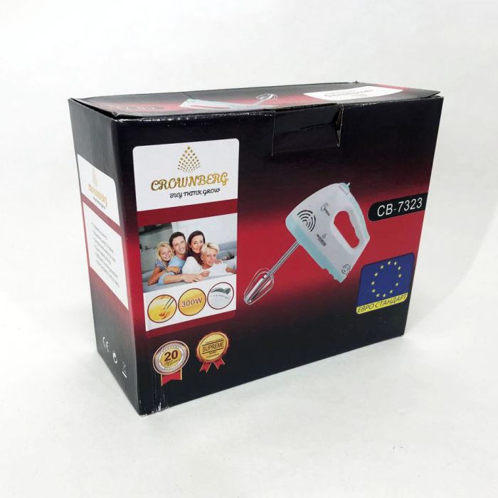 Миксер Crownberg CB-7323 300 Вт 5 Скоростей, ручной миксер с насадками, кухонный миксер, хороший миксер
