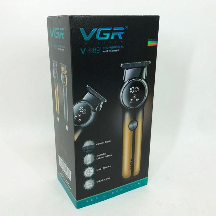 Триммер для бороды и усов VGR V-989. Машинка для стрижки, окантовки керамика+сталь. Цвет: золотой