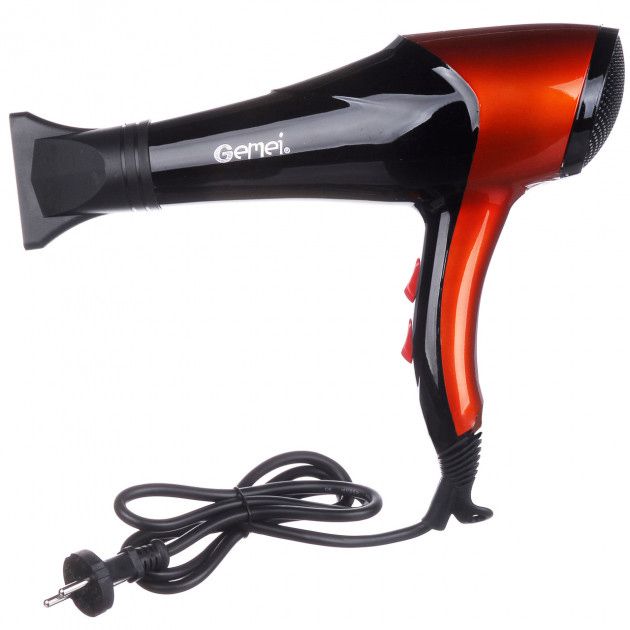 Фен GEMEI GM-1766 2.6кВт АС, фен для головы, женский фен для волос, фен сушка. Цвет: оранжевый
