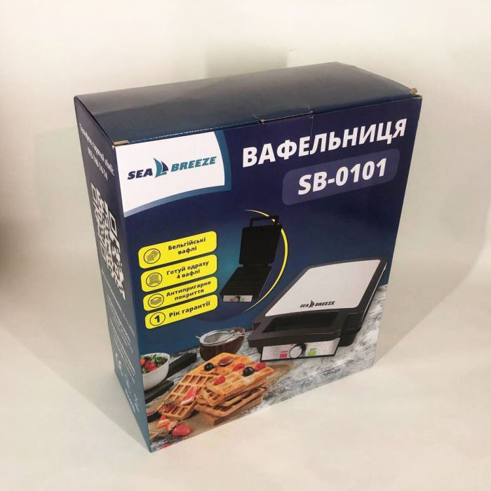 Электровафельница для бельгийских вафель SeaBreeze SB-0101 1200 Вт, Качественная вафельница для вафель