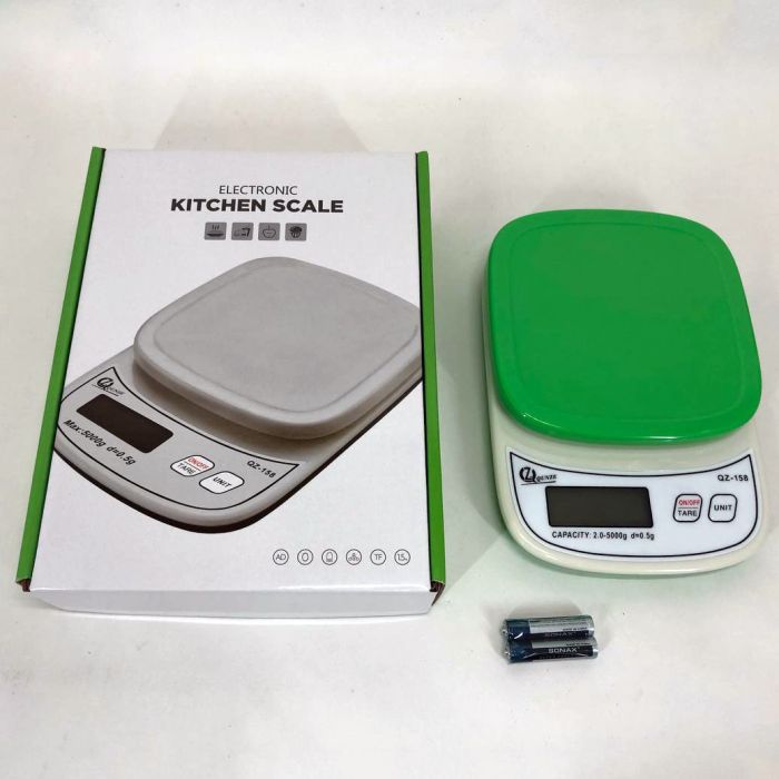 Весы кухонные с плоской платформой QZ-158 5кг, точные кухонные весы. Цвет: зеленый