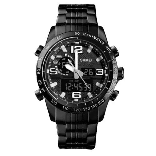 Часы наручные мужские SKMEI 1453BK BLACK, армейские часы противоударные. Цвет: черный