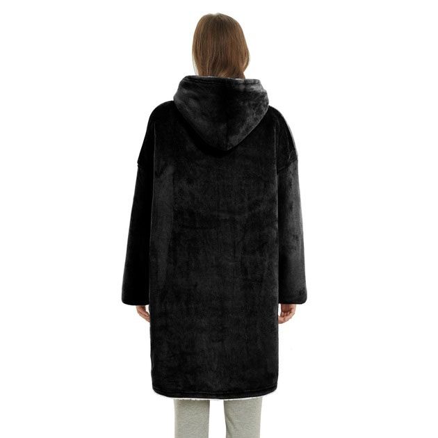 Плед толстовка с капюшоном и рукавами Huggle Hoodie оверсайз. Цвет: черный