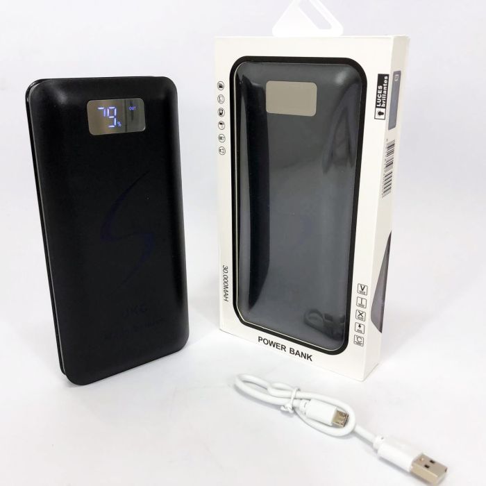 Портативная мобильная зарядка Power Bank 30000 mAh UKC, Внешний аккумулятор, Зарядка power bank. Цвет: черный