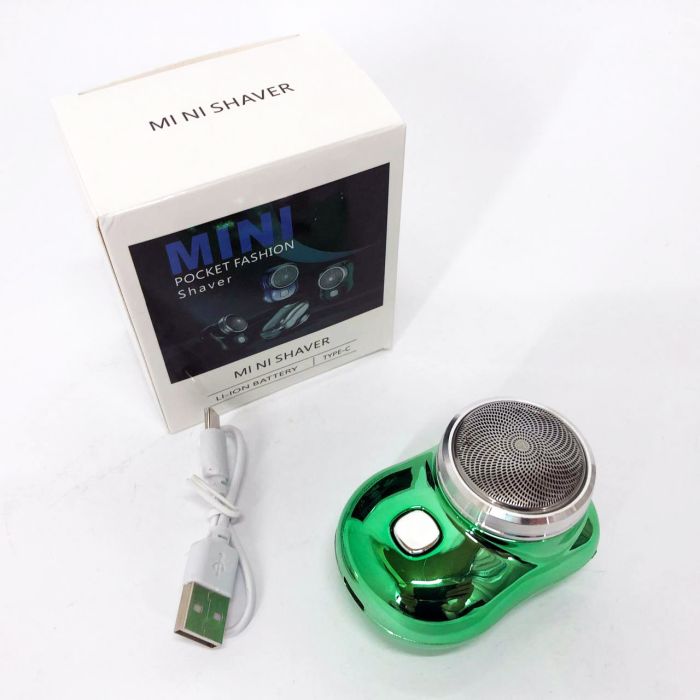 Электробритва Mini Shaver дорожная роторная беспроводная для влажного и сухого бритья зеленый