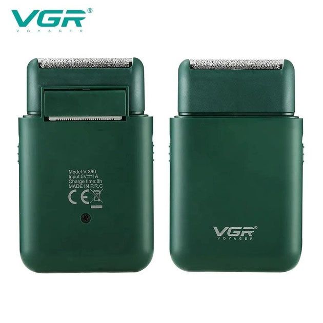 Аккумуляторная мужская мини электробритва VGR V-390 для бритья бороды и усов шейвер. Цвет: зеленый