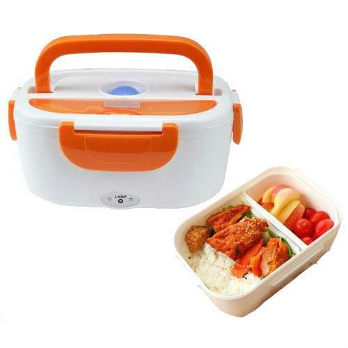 Ланч бокс электрический с подогревом Lunch Heater 220V Pro, контейнер для еды с отсеками. Цвет: оранжевый
