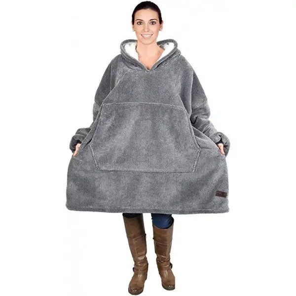 Плед толстовка с капюшоном и рукавами Huggle Hoodie оверсайз. Цвет: серый