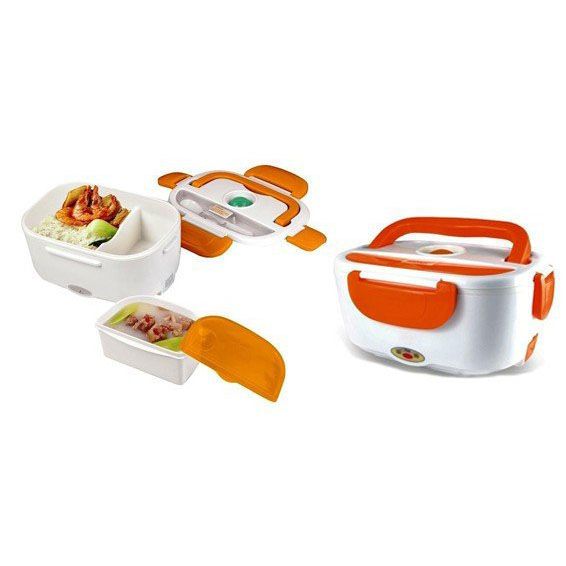 Ланч бокс электрический с подогревом Lunch Heater 220V Pro, контейнер для еды с отсеками. Цвет: оранжевый