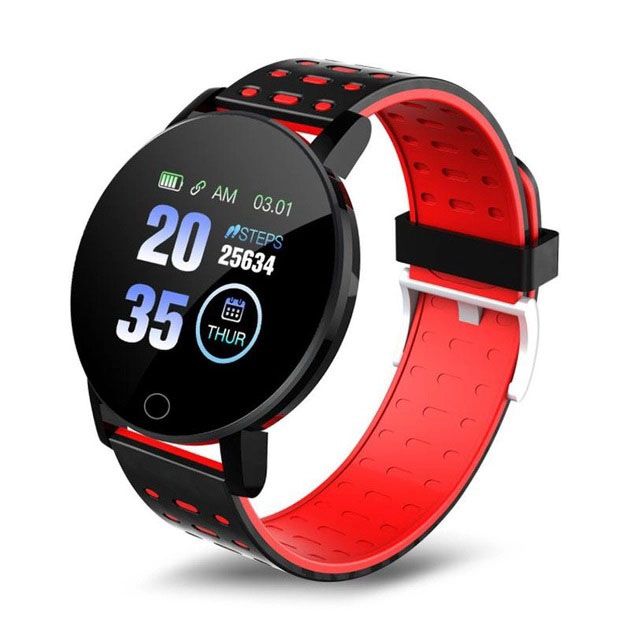Фитнес трекер умные смарт часы UWatch 119 Plus с шагомером. Цвет: красный