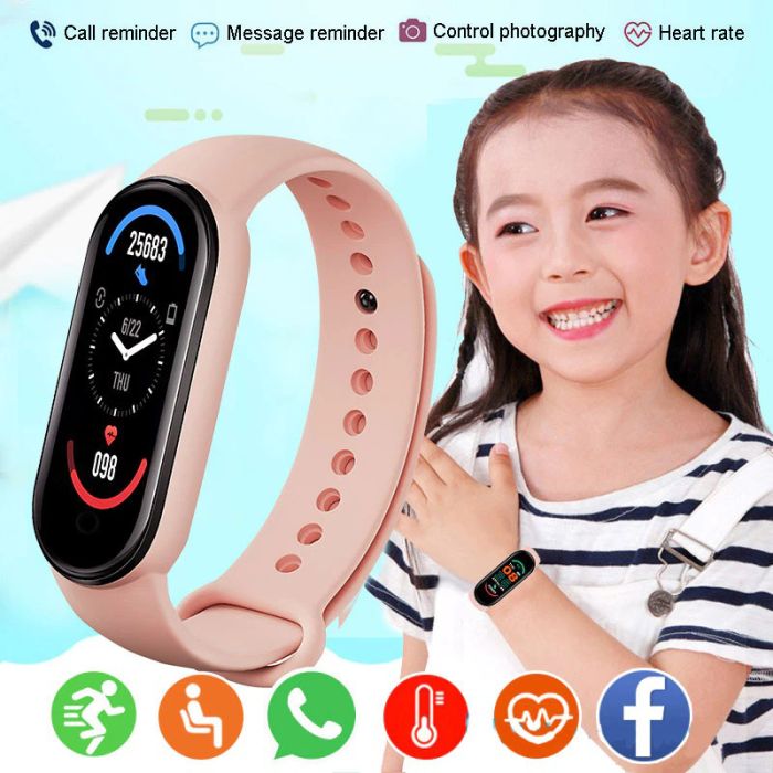 Фитнес браслет FitPro Smart Band M6 (смарт часы, пульсоксиметр, пульс). Цвет: розовый