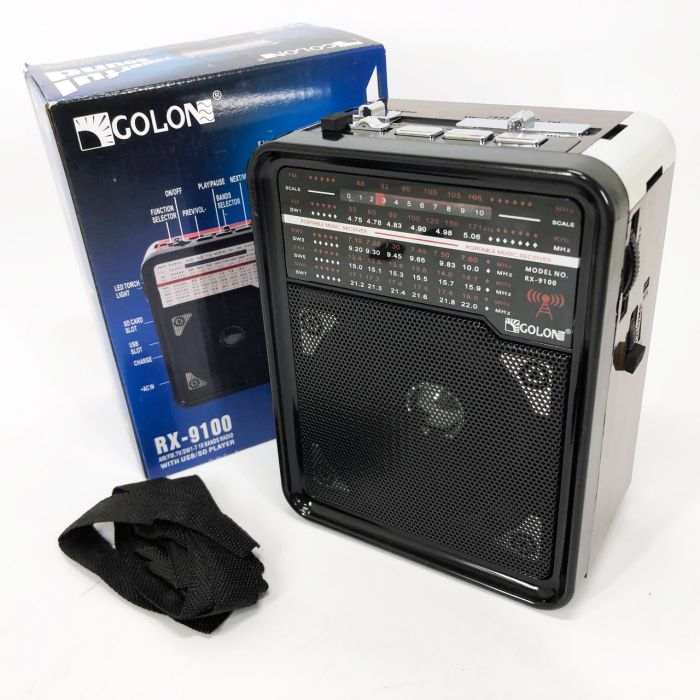 Радиоприемник GOLON RX-9100 USB+SD Радио с фонарем, Ретро радиоприемник, Fm передатчик. Цвет: коричневый