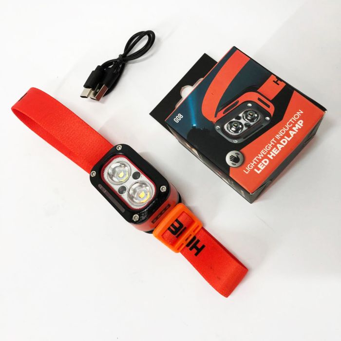 Фонарь налобный G08-2XPG(white+yellow)+LED(red), Налобный фонарь для автолюбителей, Led фонарь налобный