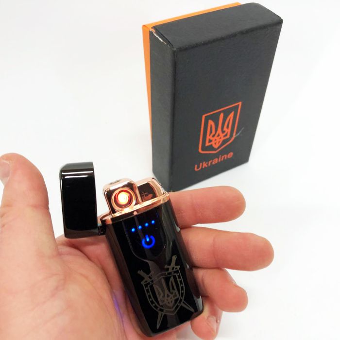 Электрическая и газовая зажигалка Украина с USB-зарядкой HL-432, зажигалка сенсорная. Цвет: черный
