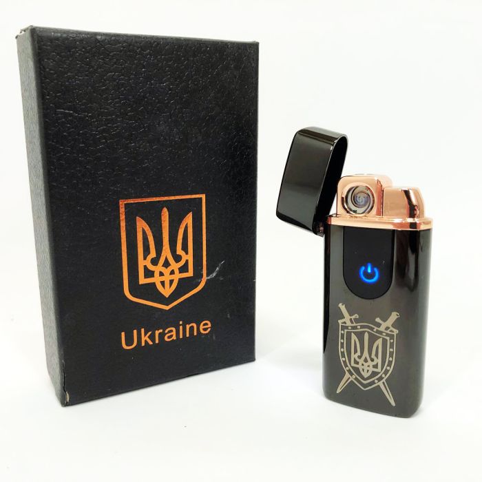 Электрическая и газовая зажигалка Украина с USB-зарядкой HL-432, зажигалка сенсорная. Цвет: черный