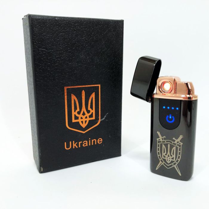 Электрическая и газовая зажигалка Украина с USB-зарядкой HL-432, зажигалка сенсорная. Цвет: черный