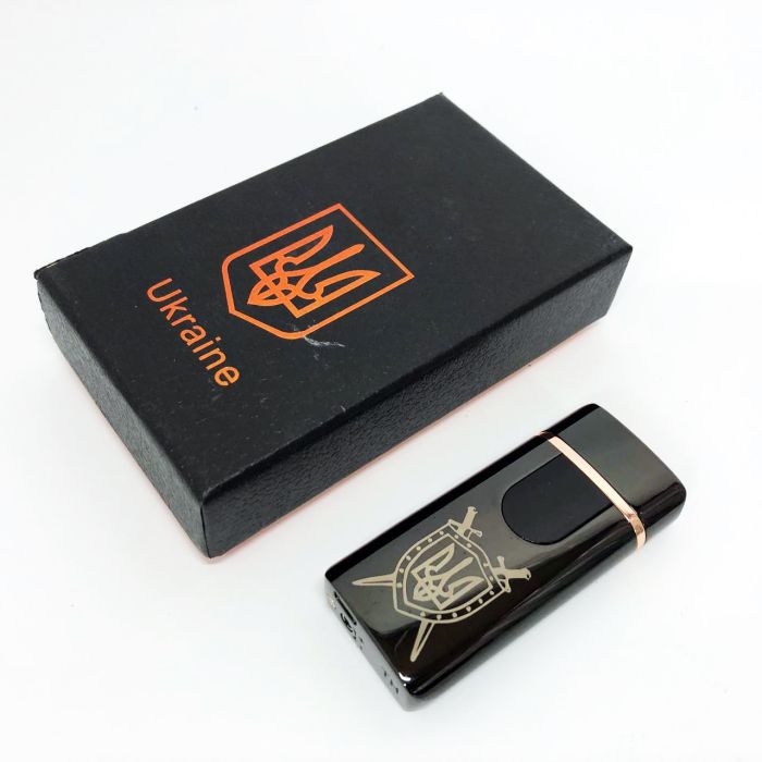 Электрическая и газовая зажигалка Украина с USB-зарядкой HL-432, зажигалка сенсорная. Цвет: черный