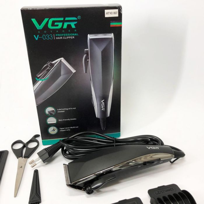 Профессиональная машинка для стрижки волос VGR V-033 с функцией триммера и 4 насадками