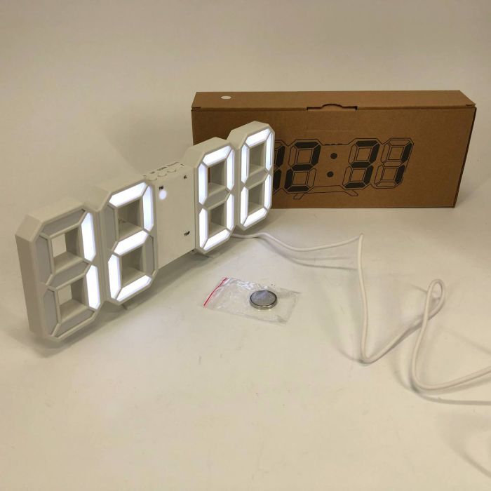 Часы настольные LY-1089 с белой подсветкой LED белые, Часы электронные светящиеся, Электронные часы VST