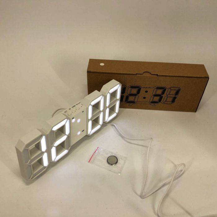 Часы настольные LY-1089 с белой подсветкой LED белые, Часы электронные светящиеся, Электронные часы VST