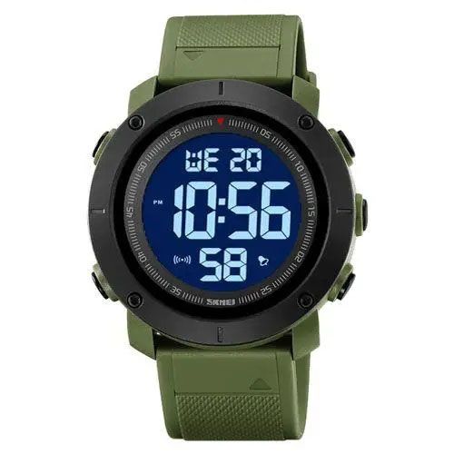 Часы наручные мужские SKMEI 2122AGWT  ARMY GREEN-WHITE, армейские часы противоударные. Цвет: зеленый