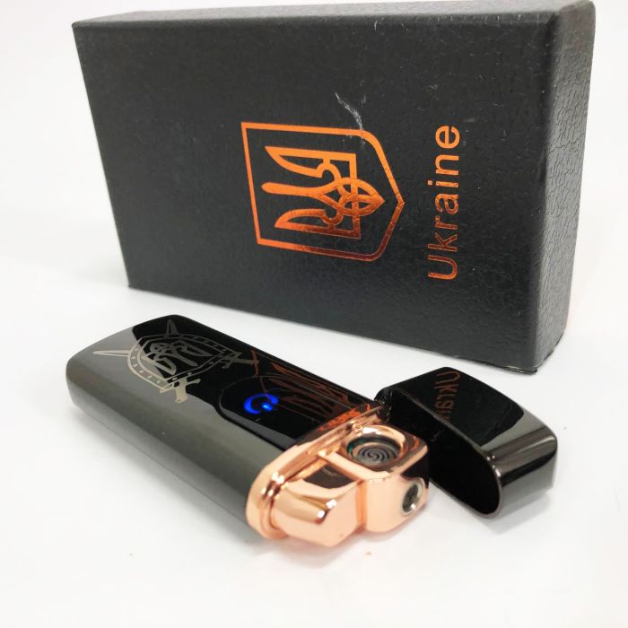 Электрическая и газовая зажигалка Украина с USB-зарядкой HL-432, зажигалка сенсорная. Цвет: черный