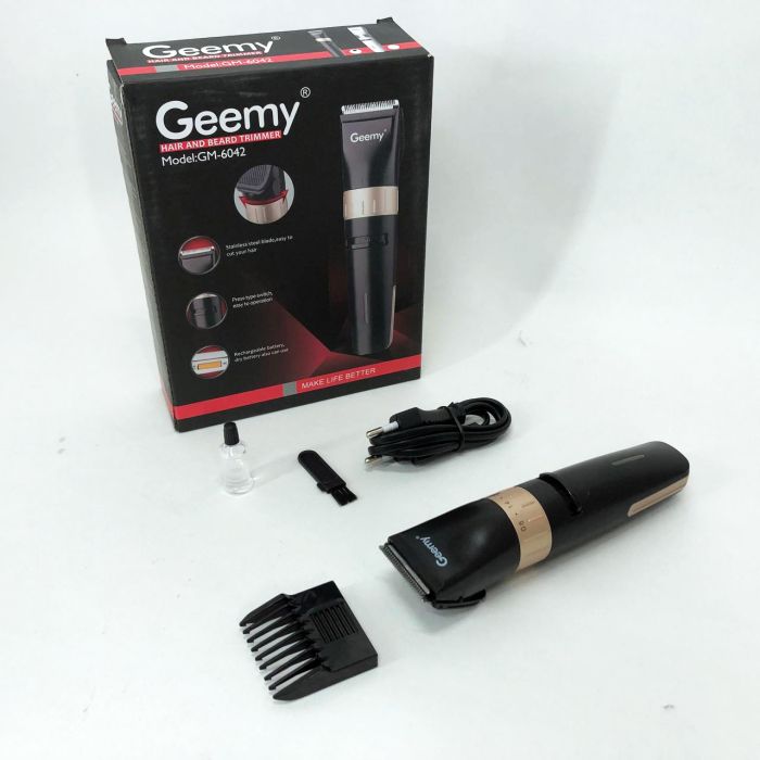 Аккумуляторная машинка для стрижки волос Gemei GM-6042, окантовочная машинка. Цвет: черный