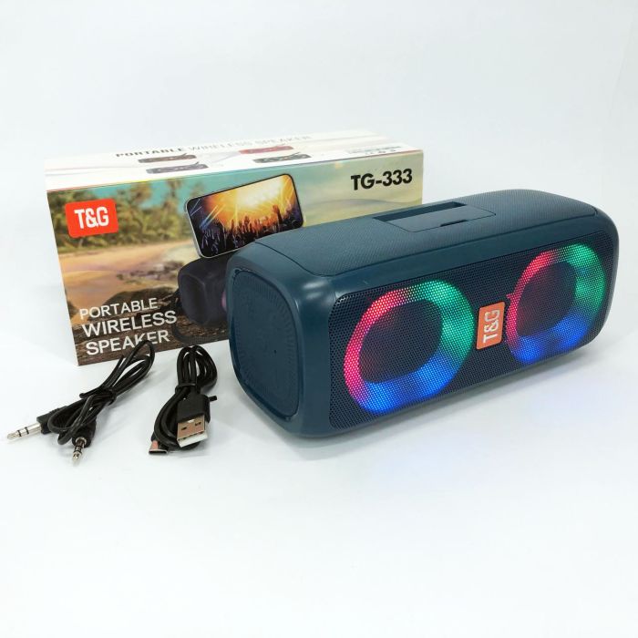 Портативная колонка TG333 2x5W с RGB подсветкой, громкая блютуз колонка. Цвет: синий